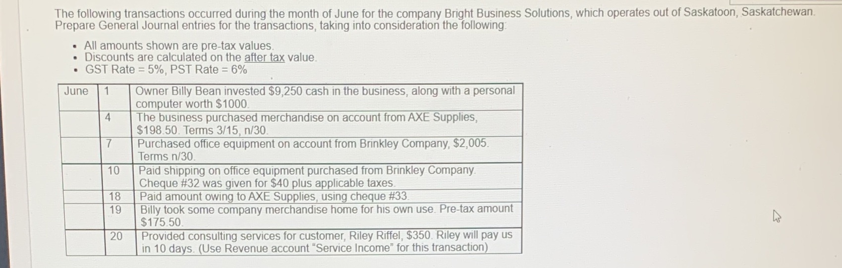 how do i record these transactions into a blank