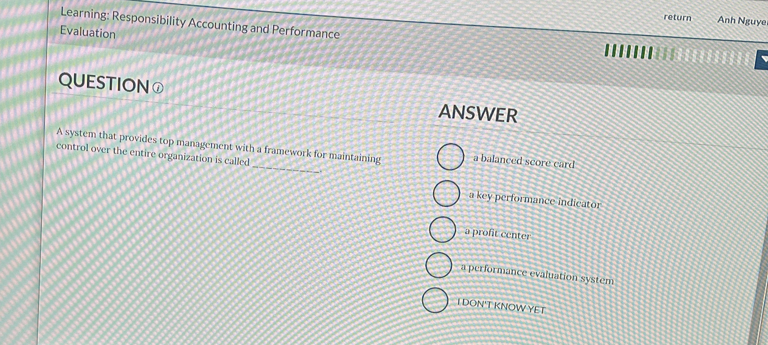 Learning: Responsibility Accounting and