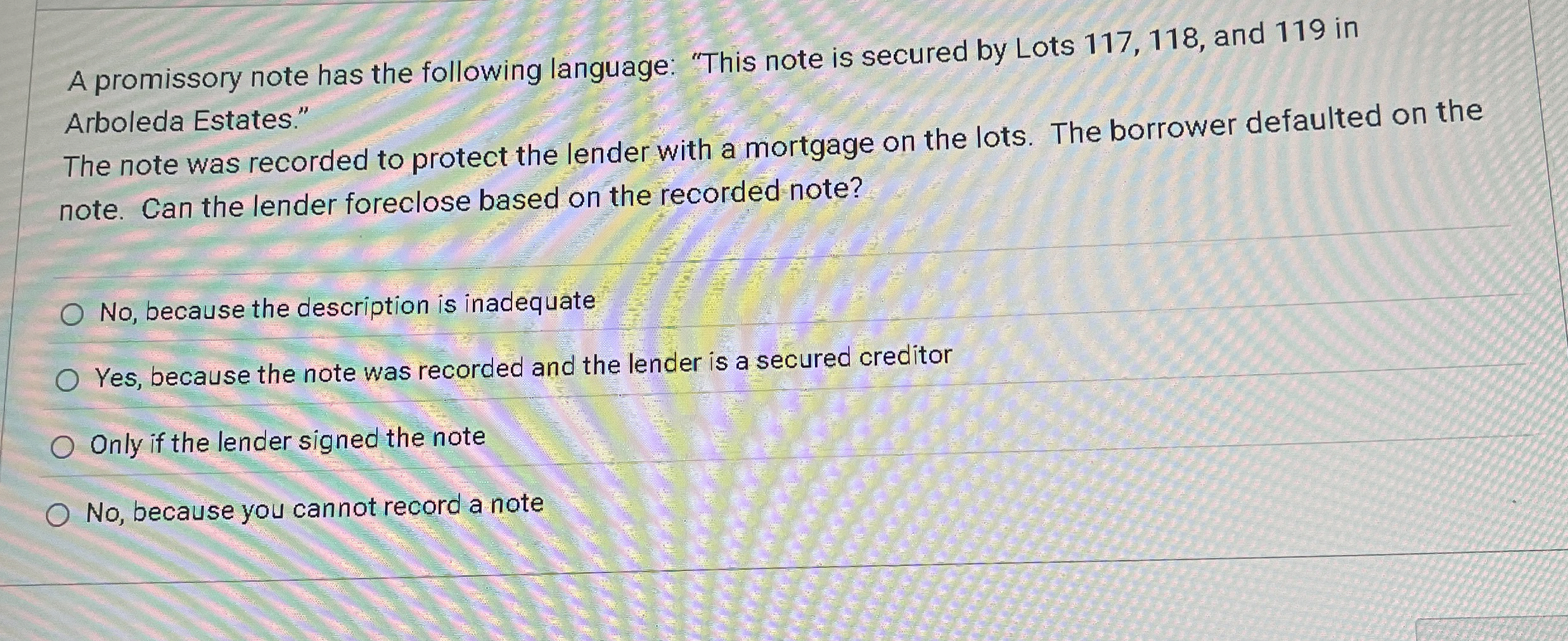 A promissory note has the following language: