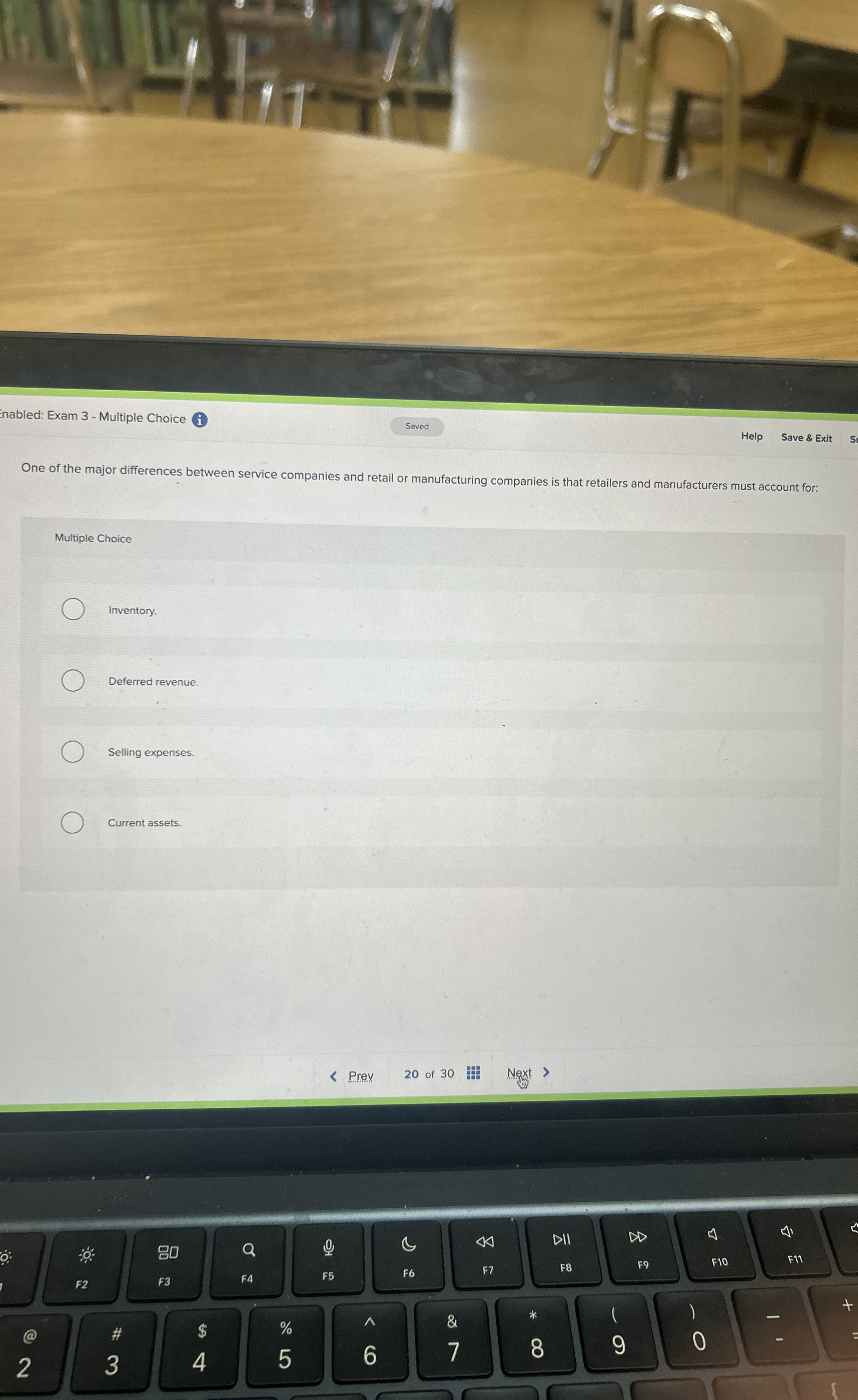 nabled: Exam 3 - Multiple Choice 1 Help Save &