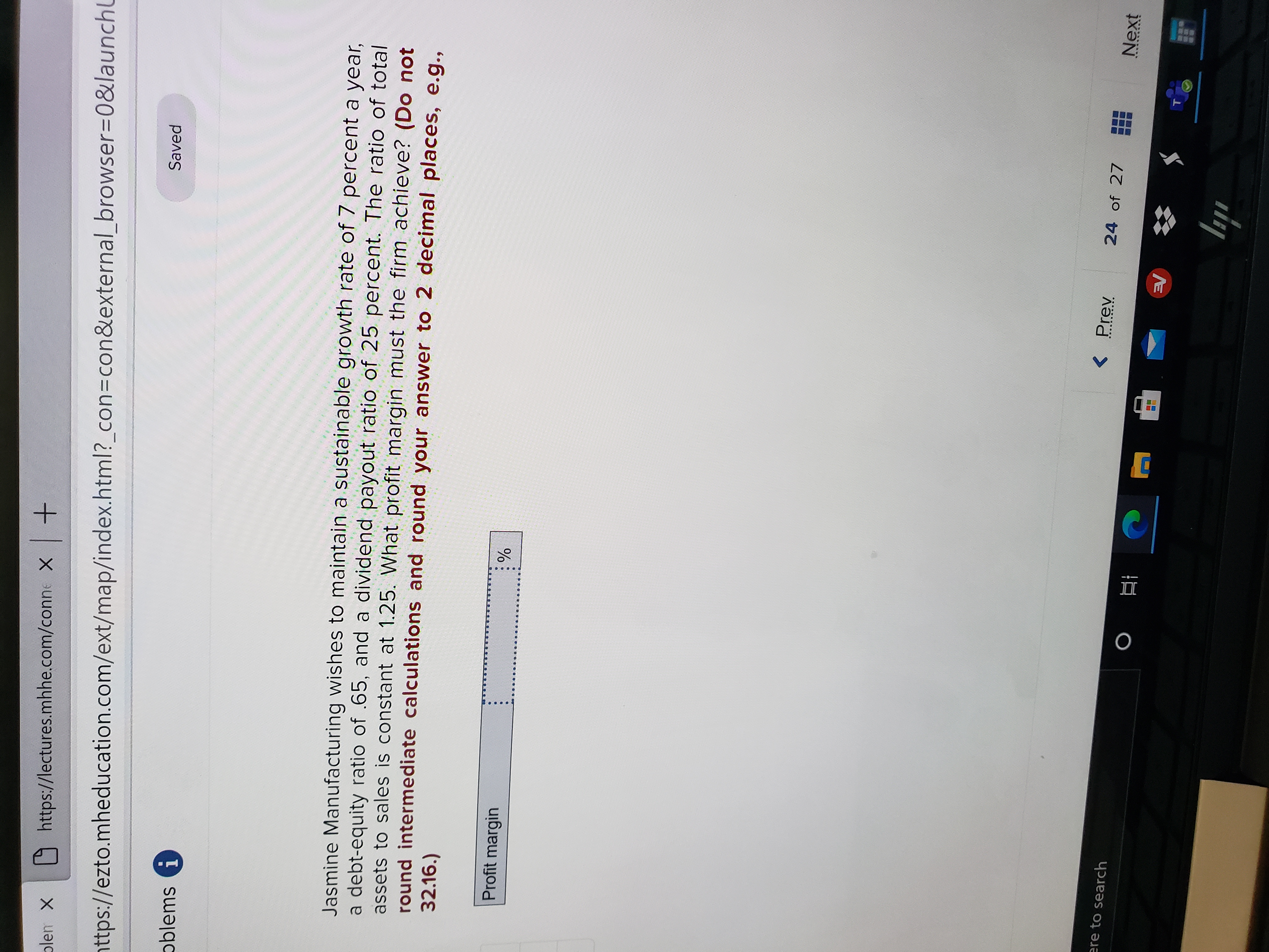 Got stuck in finding ROE. Help please. olen X