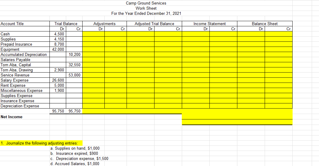 How do i journalize these, do a balance sheet and