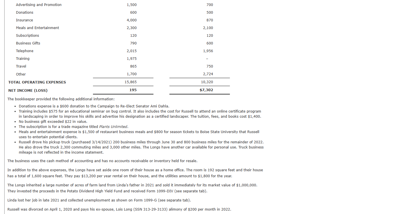 Problem 3-1 Schedule C (LO 3.1, 3.3, 3.5, 3.7)