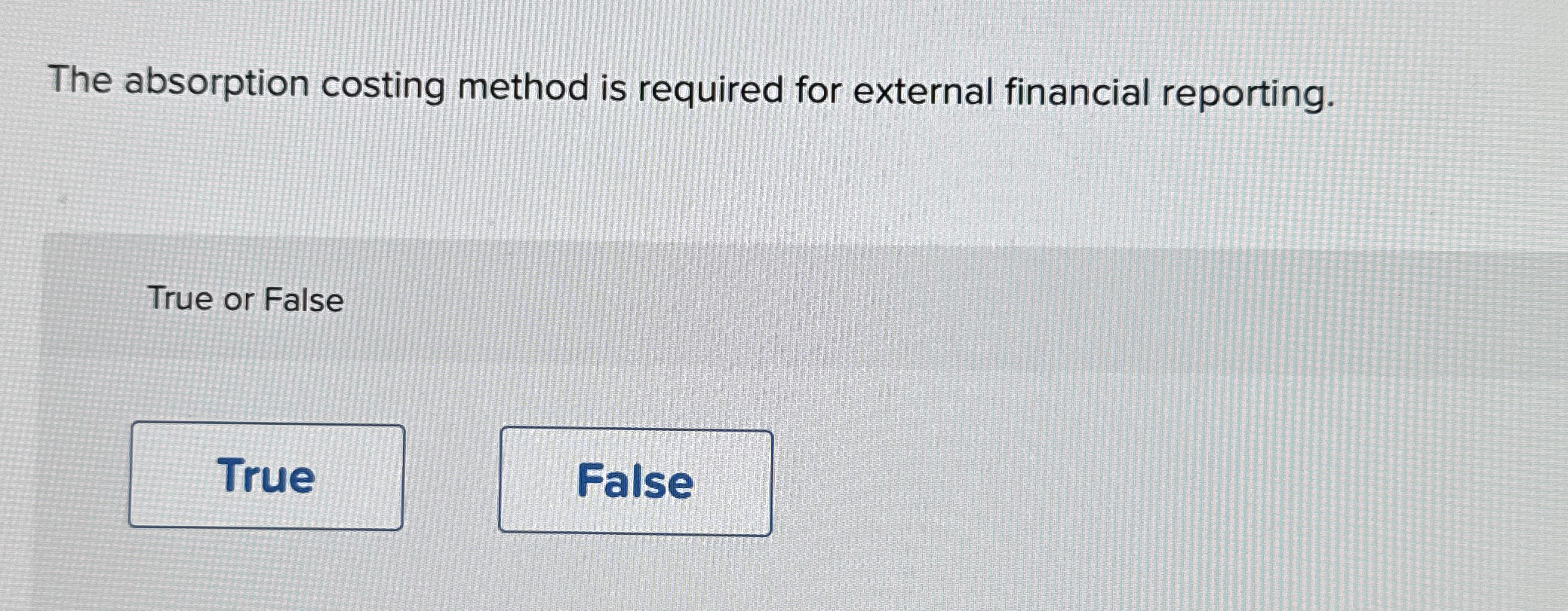 The absorption costing method is required for