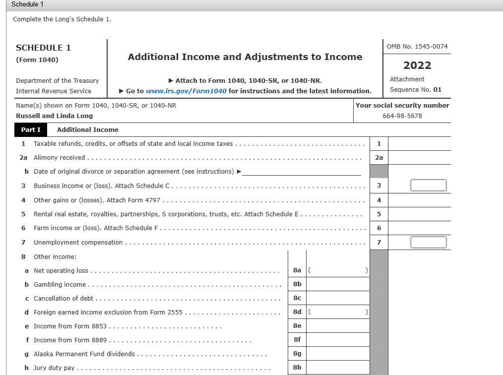Problem 3-1 Schedule C (LO 3.1, 3.3, 3.5, 3.7)