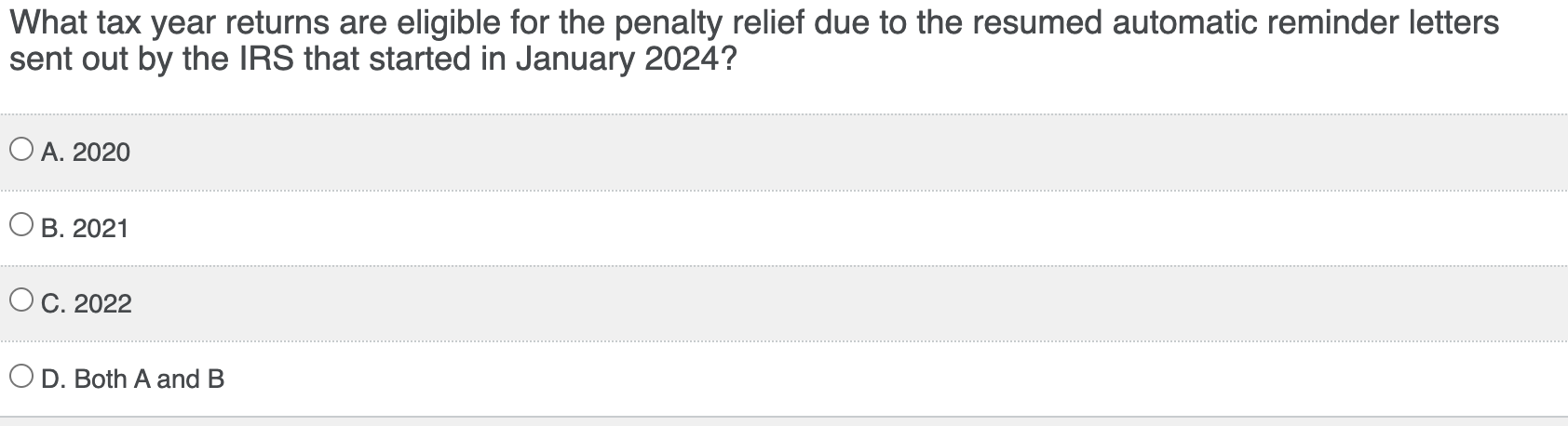 What tax year returns are eligible for the