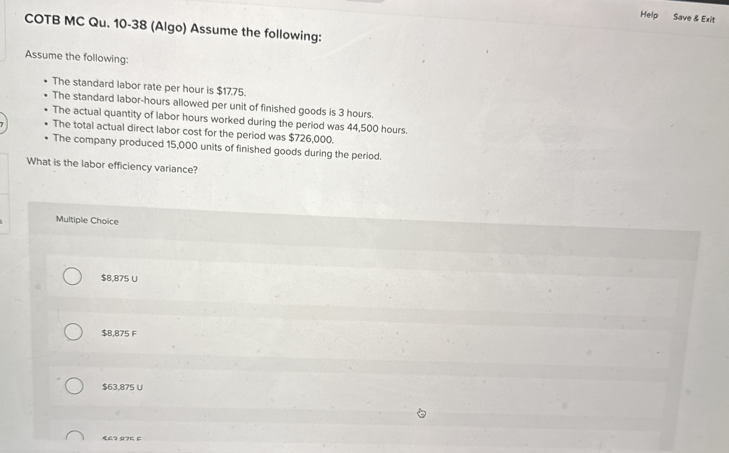 COTB MC Qu . 1 0 - 3 8 ( Algo ) Assume the