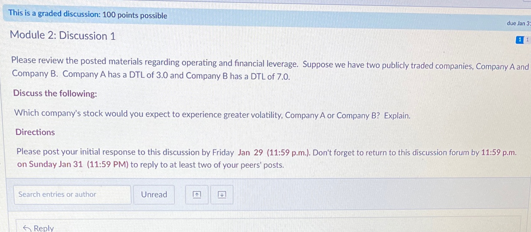 This is a graded discussion: 100 points possible