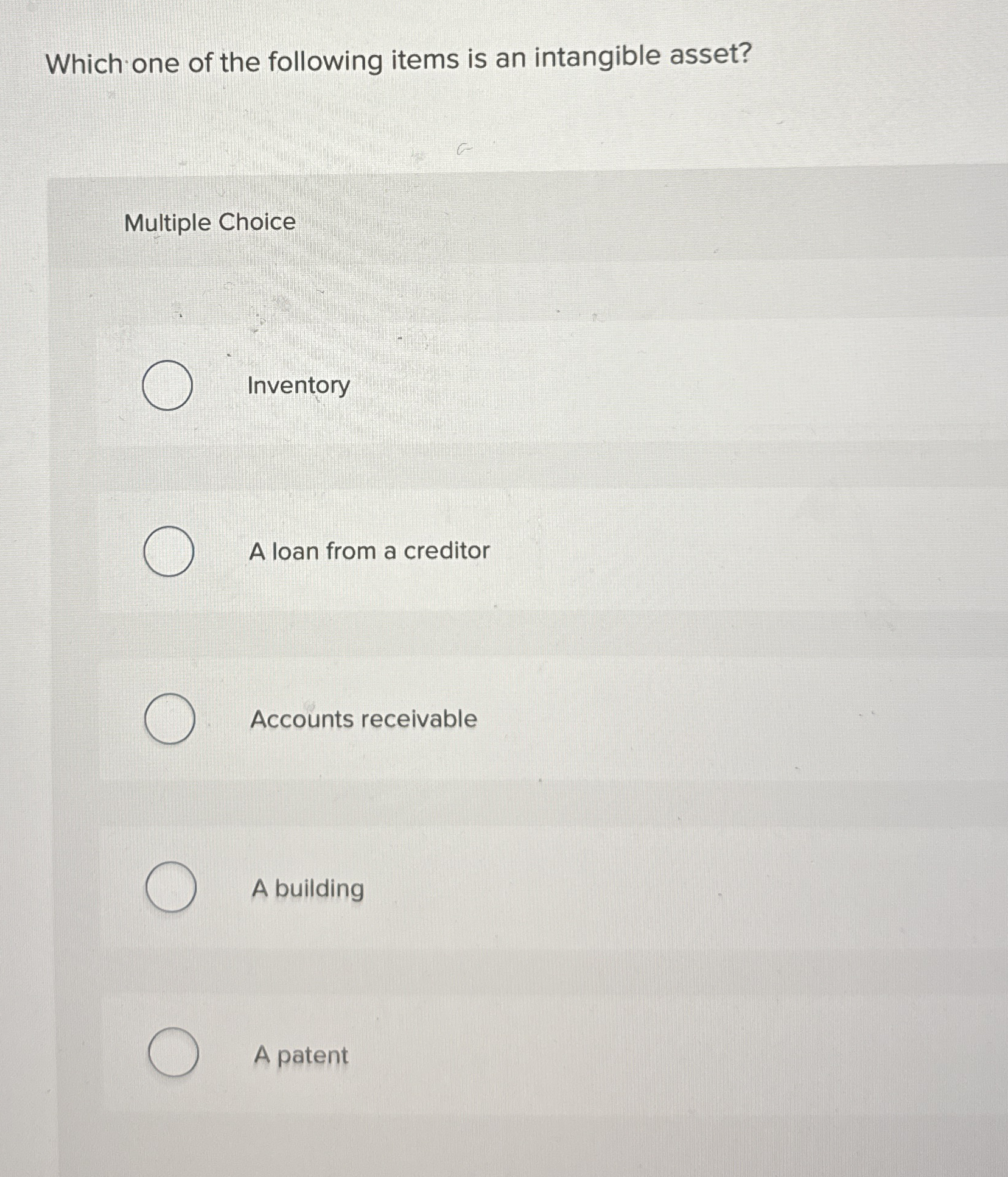 Which one of the following items is an intangible