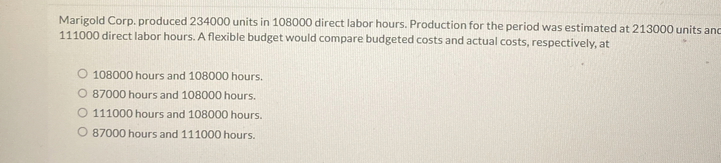 Marigold Corp. produced 2 3 4 0 0 0 units in 1 0