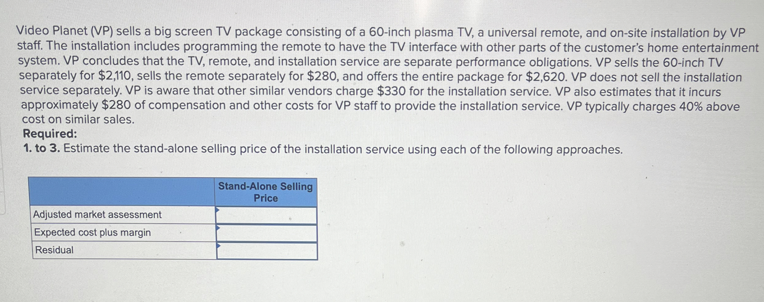 Video Planet ( VP ) sells a big screen TV package