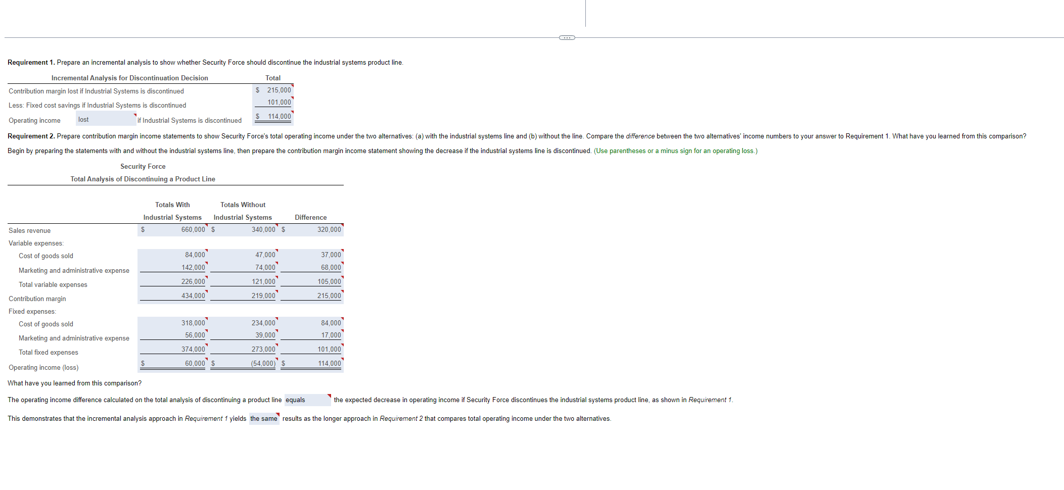 Requirement 1. Prepare an incremental analysis to