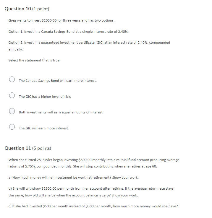 1) Use the following information to answer this