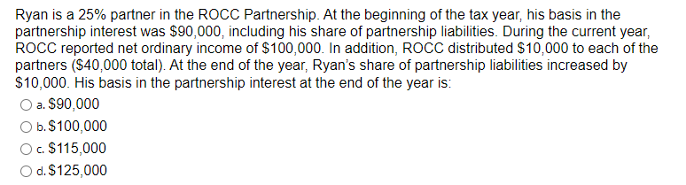Ryan i s a 2 5 % partner i n the ROCC