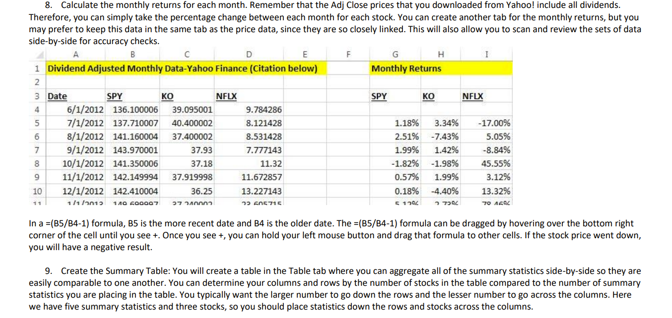 This is the assignment: Use Yahoo! Finance or