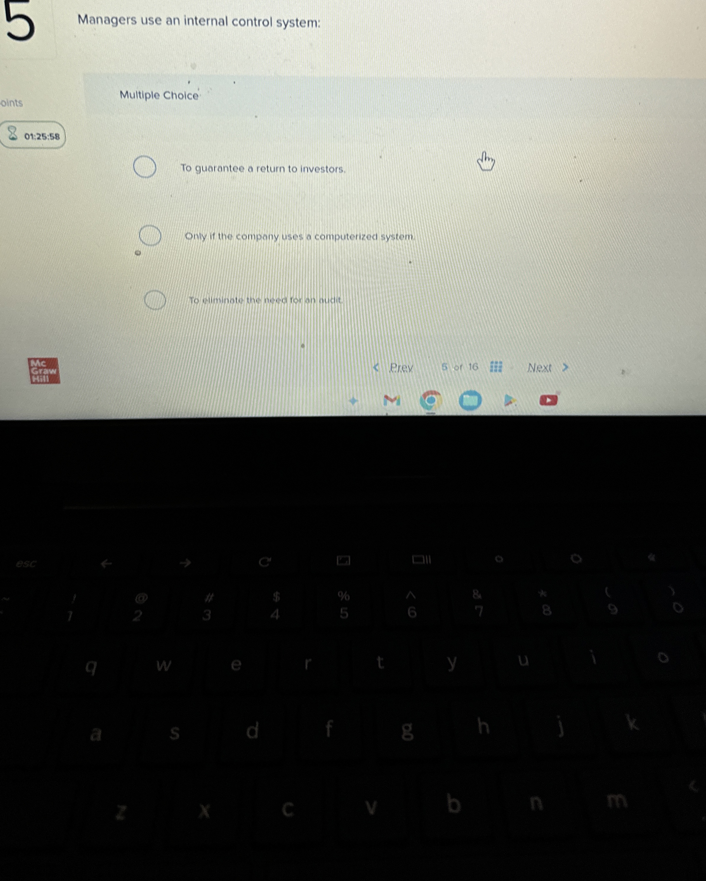 Managers use an internal control system: Multiple