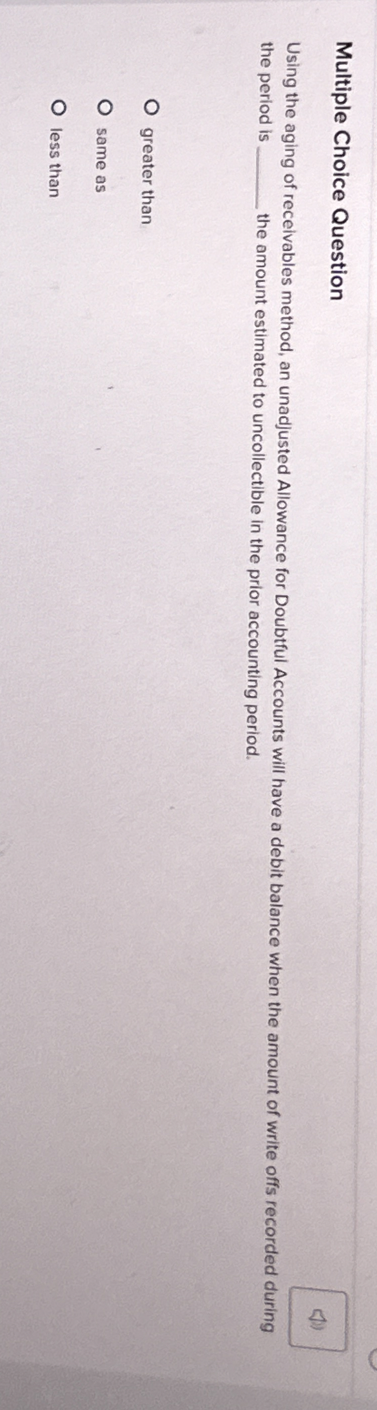 Multiple Choice Question Using the aging of