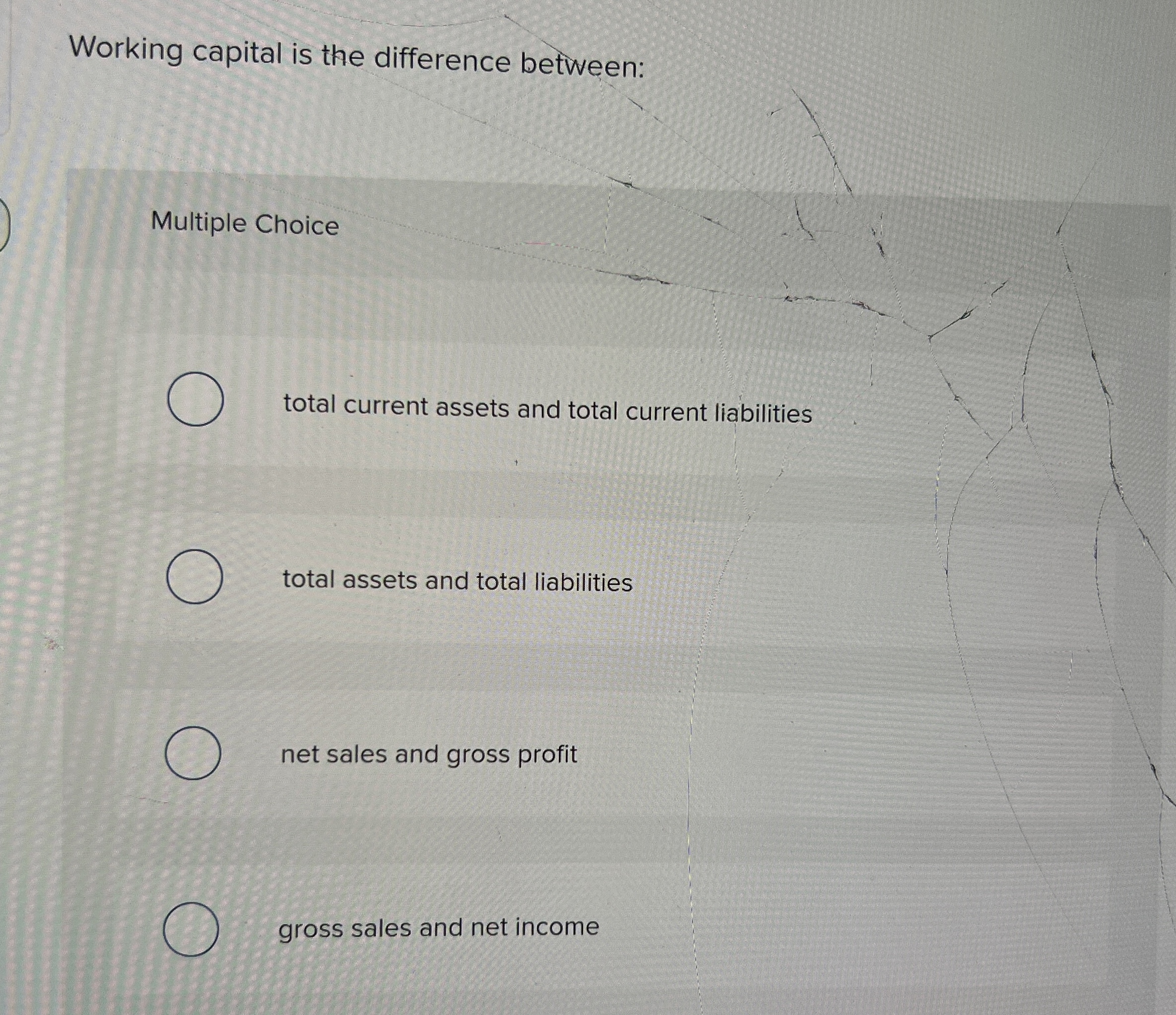 Working capital is the difference between: