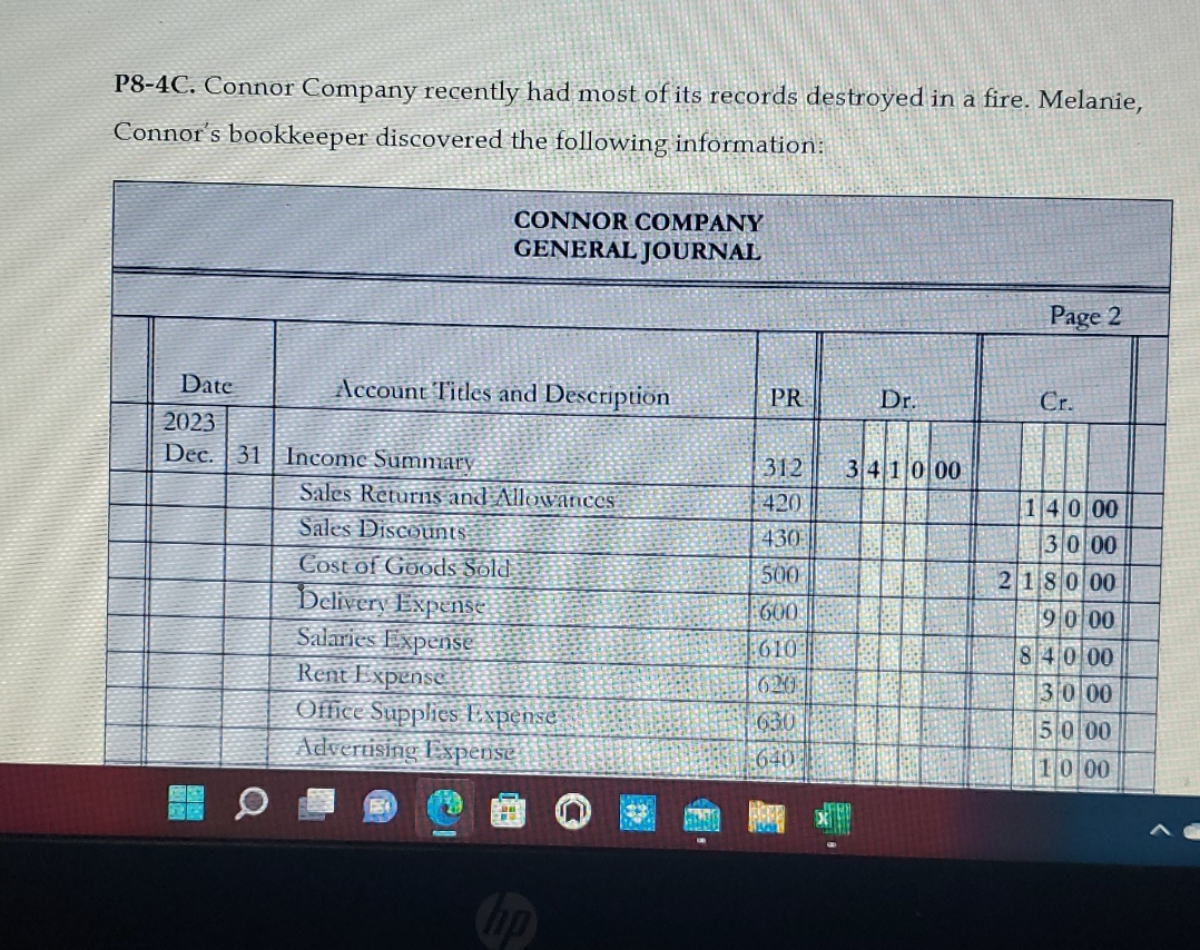 preparing classified balance sheet P8-4C. Connor