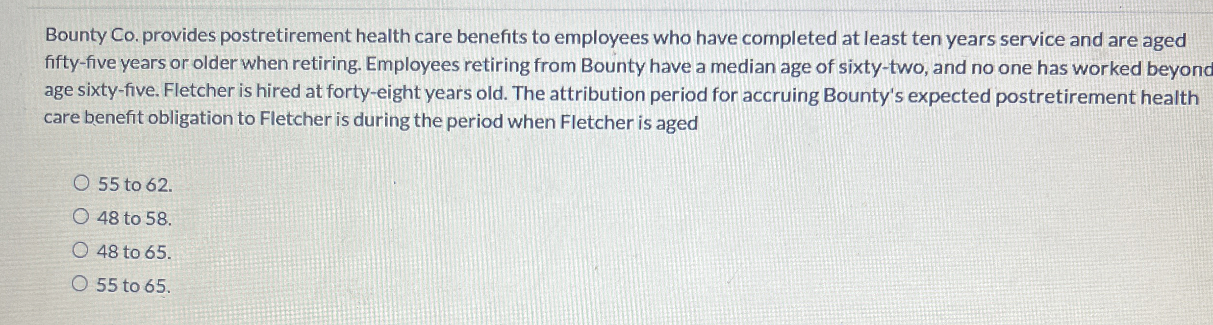 Bounty Co . provides postretirement health care