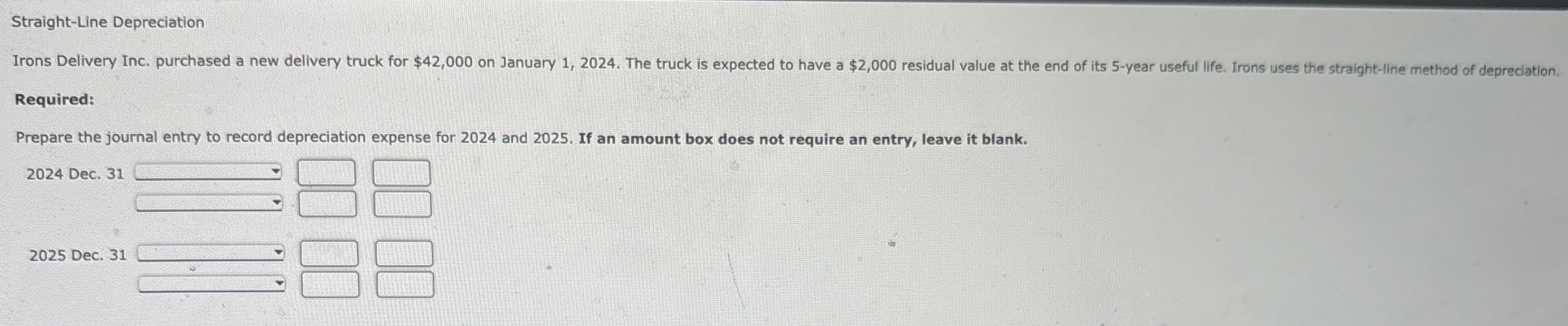Straight - Line Depreciation Irons Delivery Inc.