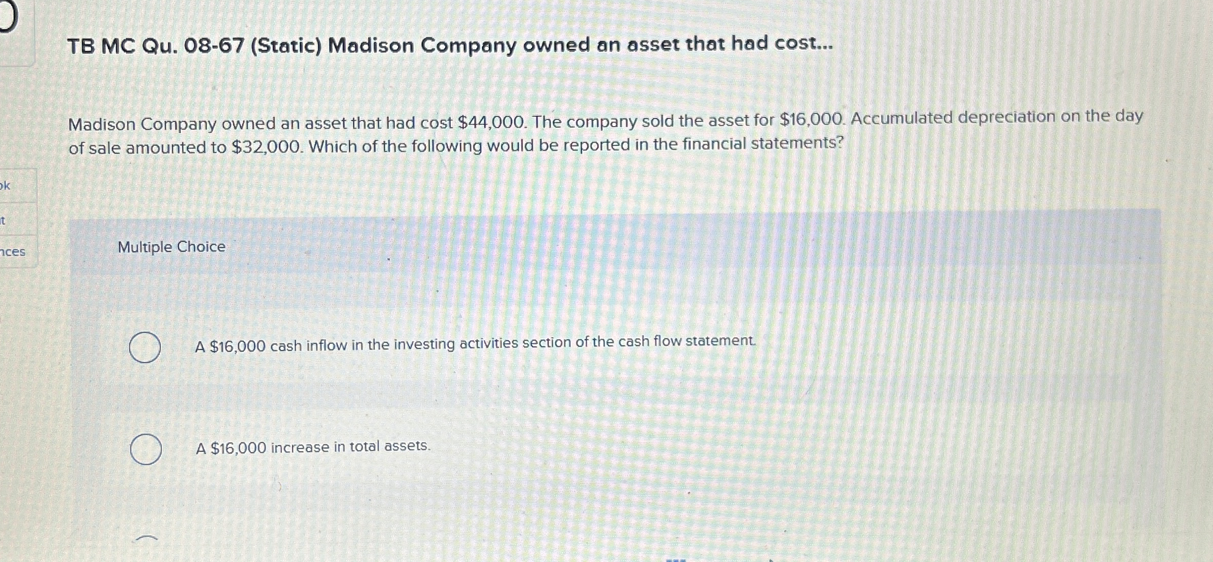 TB MC Qu . 0 8 - 6 7 ( Static ) Madison Company