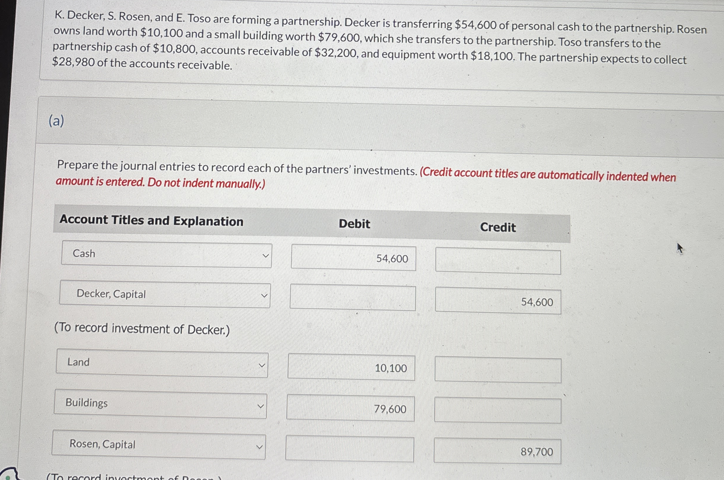 K . Decker, S . Rosen, and E . Toso are forming a