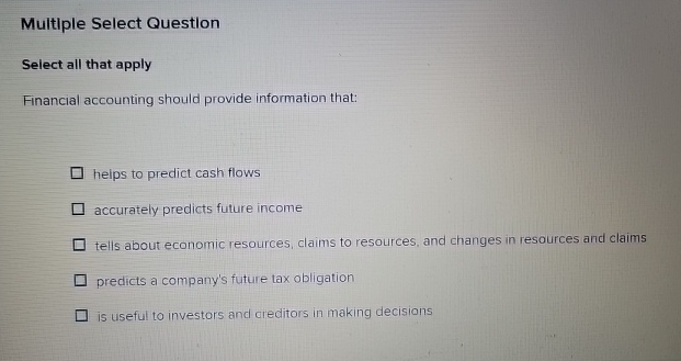 Multiple Select Question Select all that apply