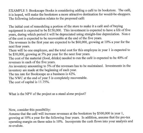 EXAMPLE 5: Bookscape Books is considering adding