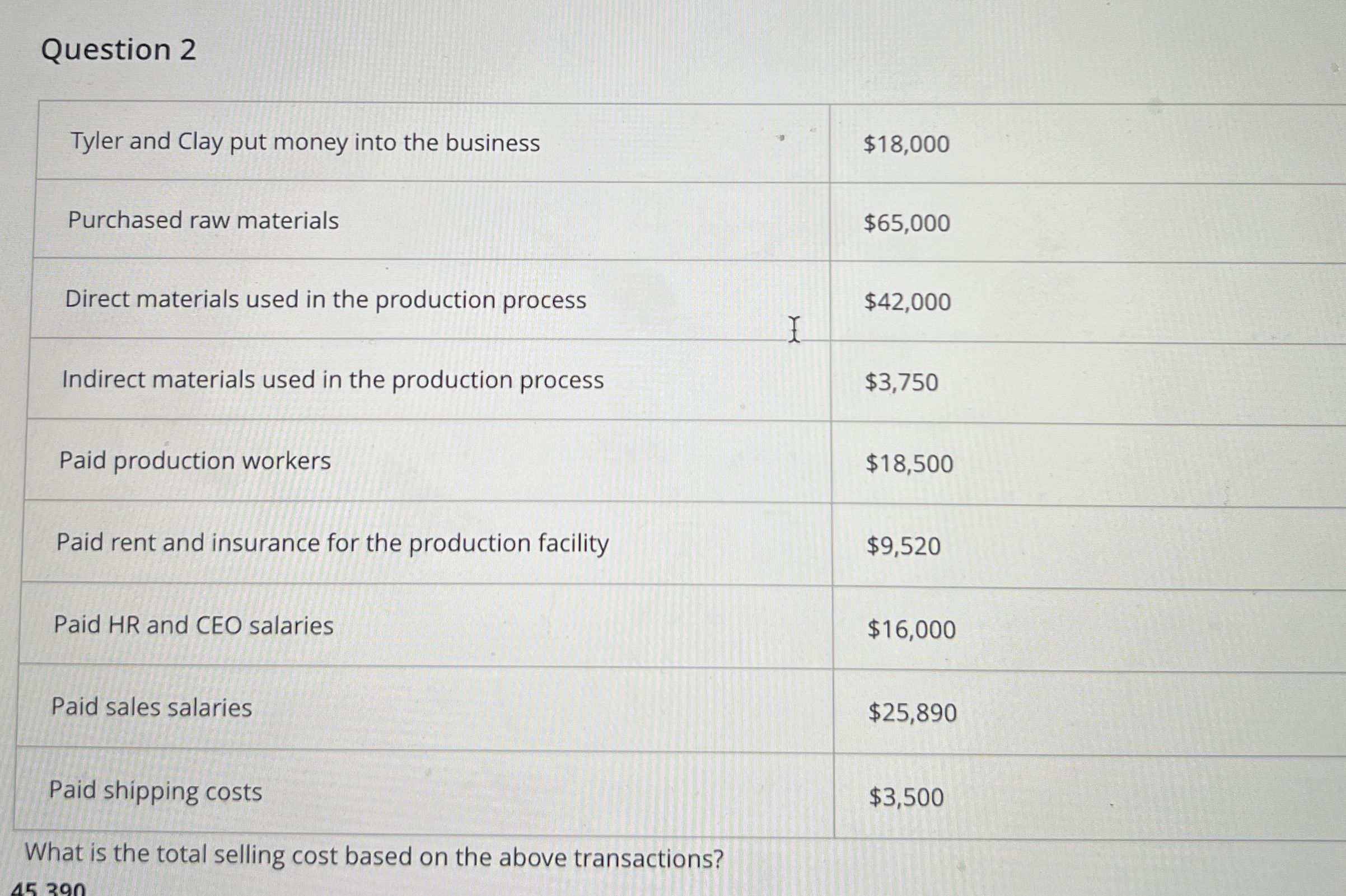 Question 2 \ table [ [ Tyler and Clay put money