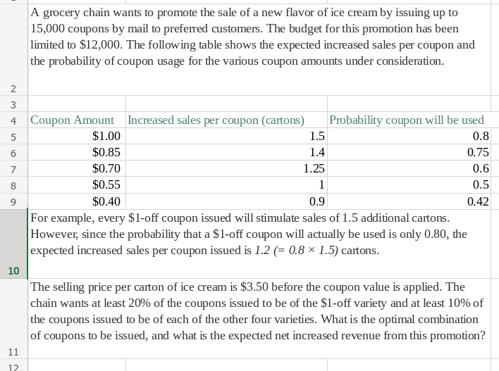 Linear programming. Please put information in