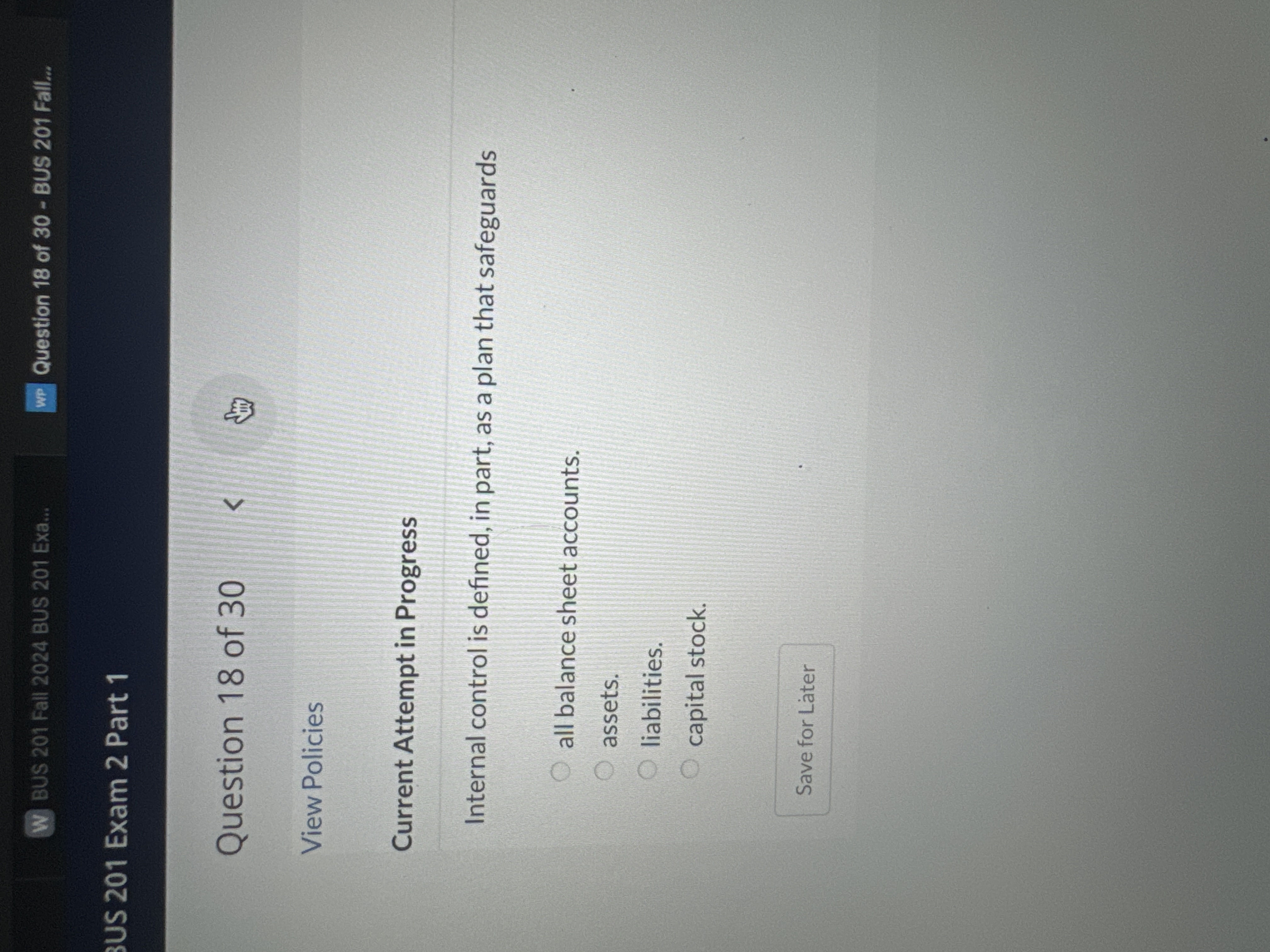 Current Attempt in Progress Internal control is