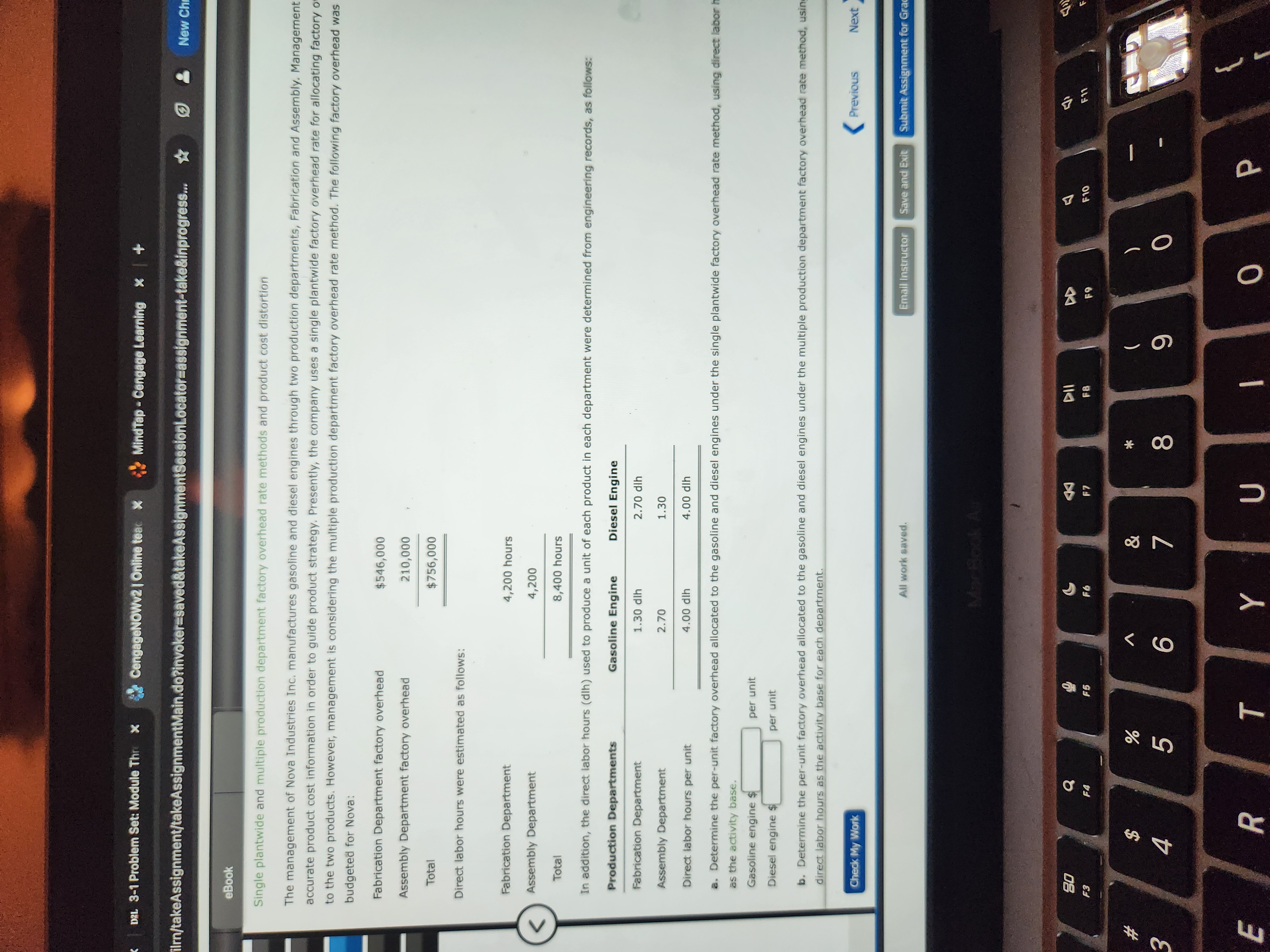 D2L 3-1 Problem Set: Module Thre x CengageNOWv2 |