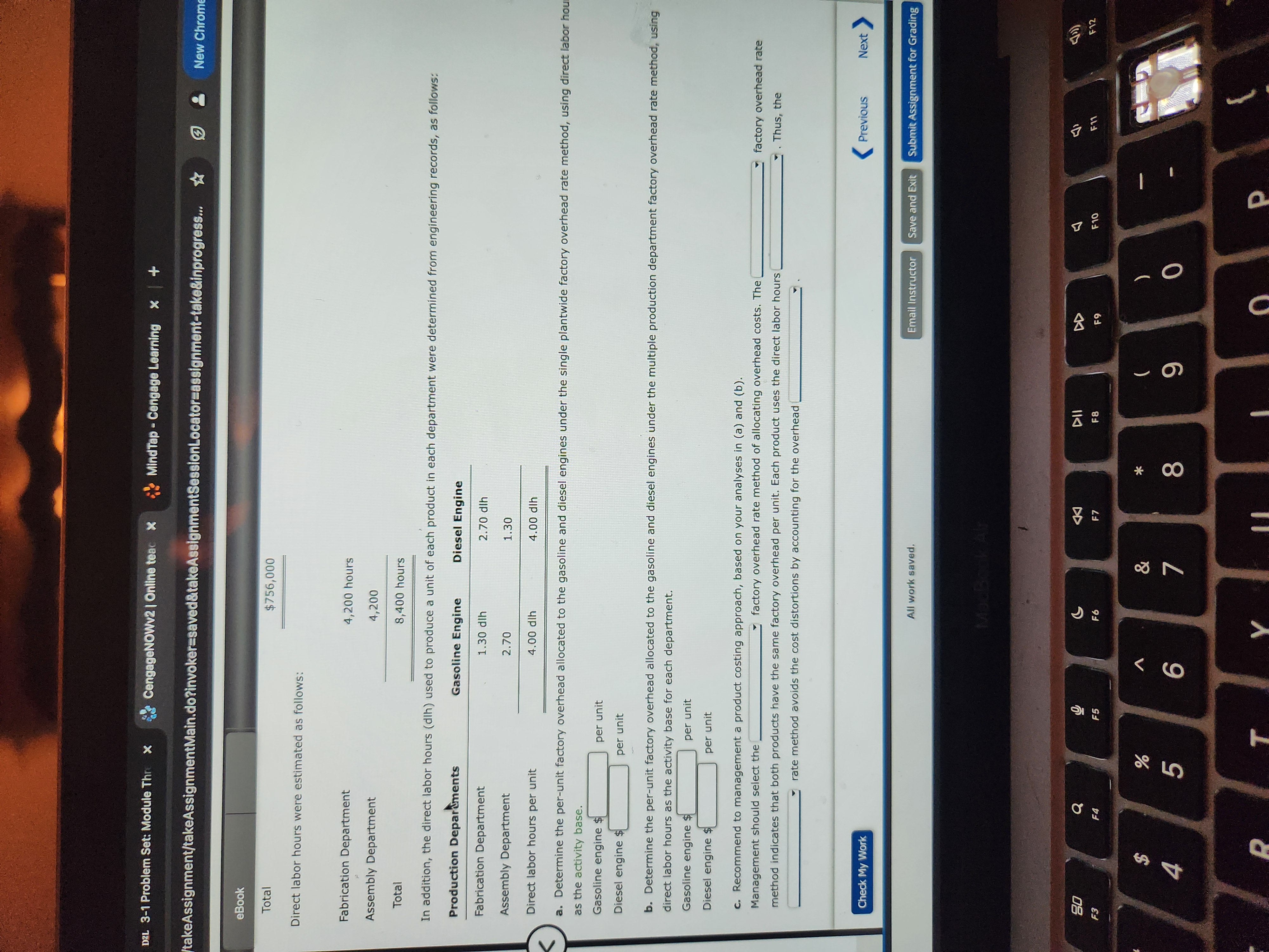 D2L 3-1 Problem Set: Module Thre x CengageNOWv2 |