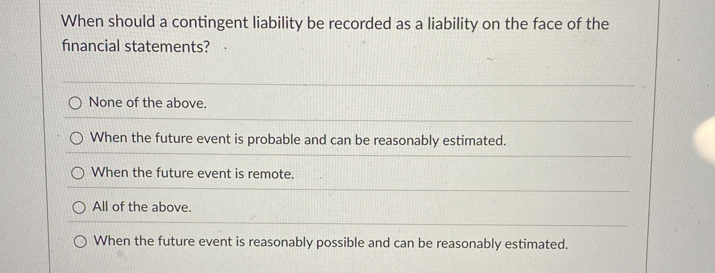 How to solve When should a contingent liability
