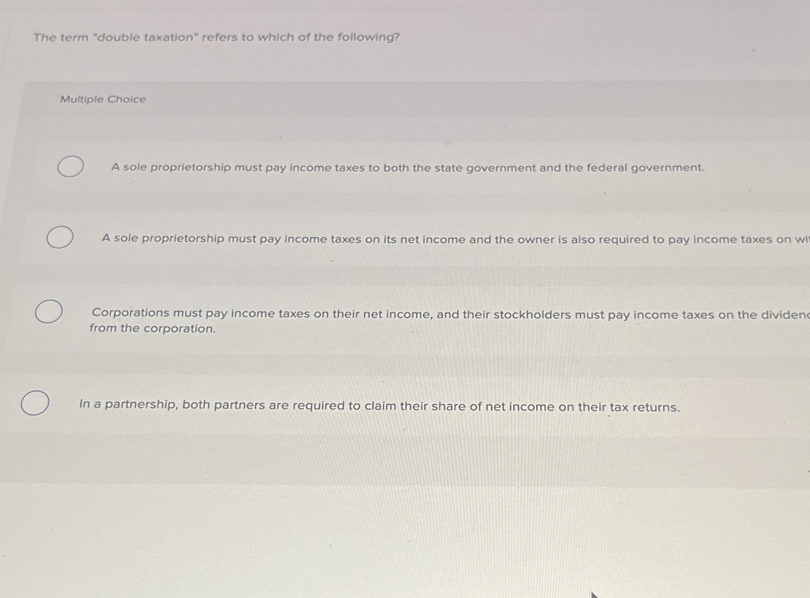 The term "double taxation" refers to which of the