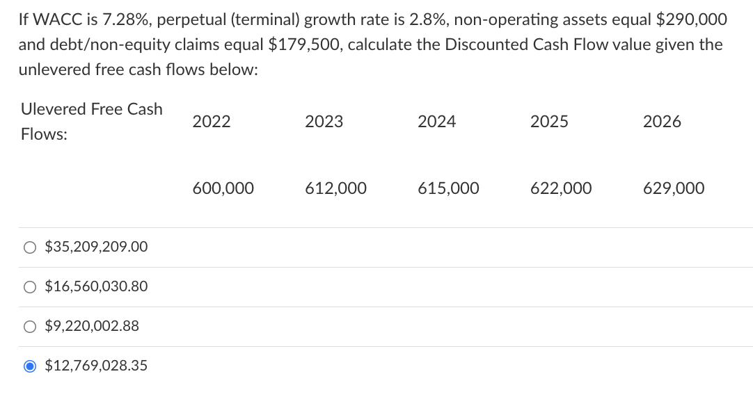 If WACC is 7.28%, perpetual (terminal) growth