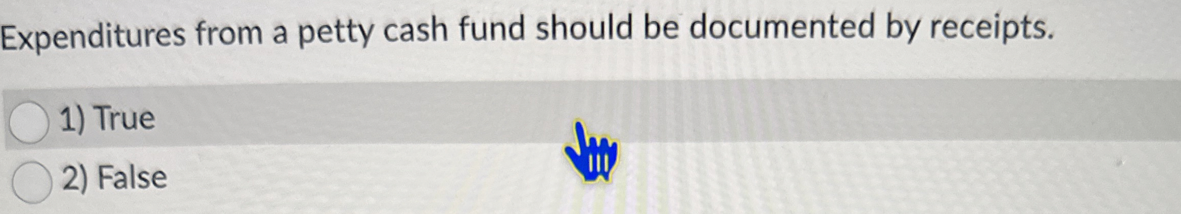 Expenditures from a petty cash fund should be