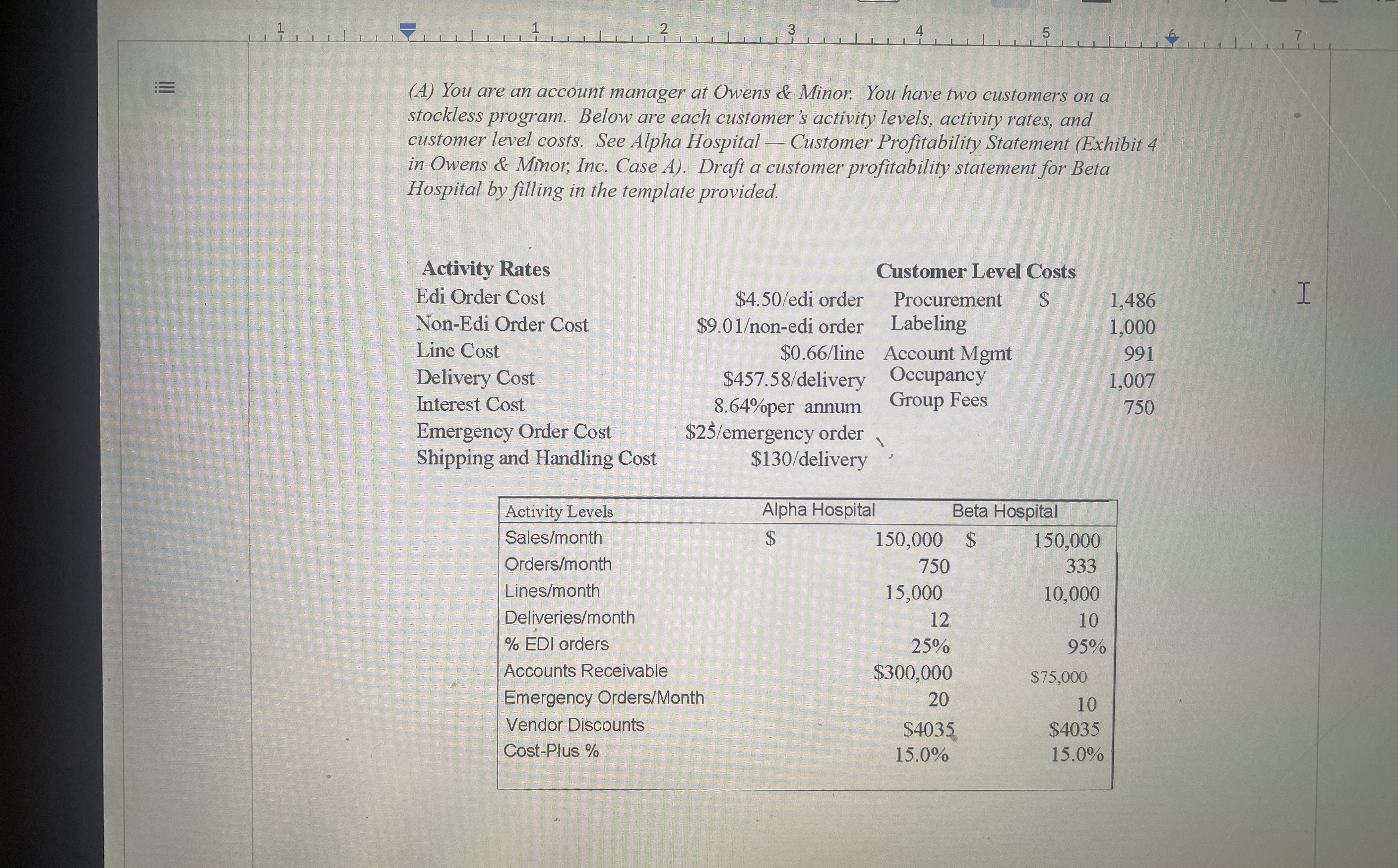 how do i draft a customer profitability statement