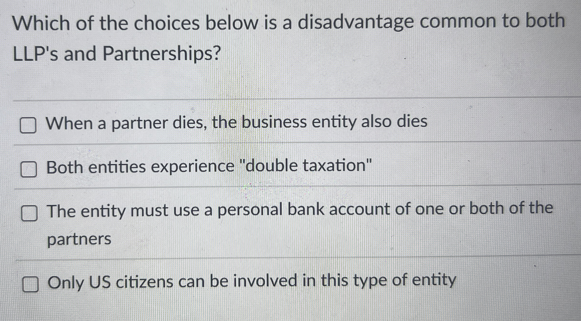 Which of the choices below is a disadvantage