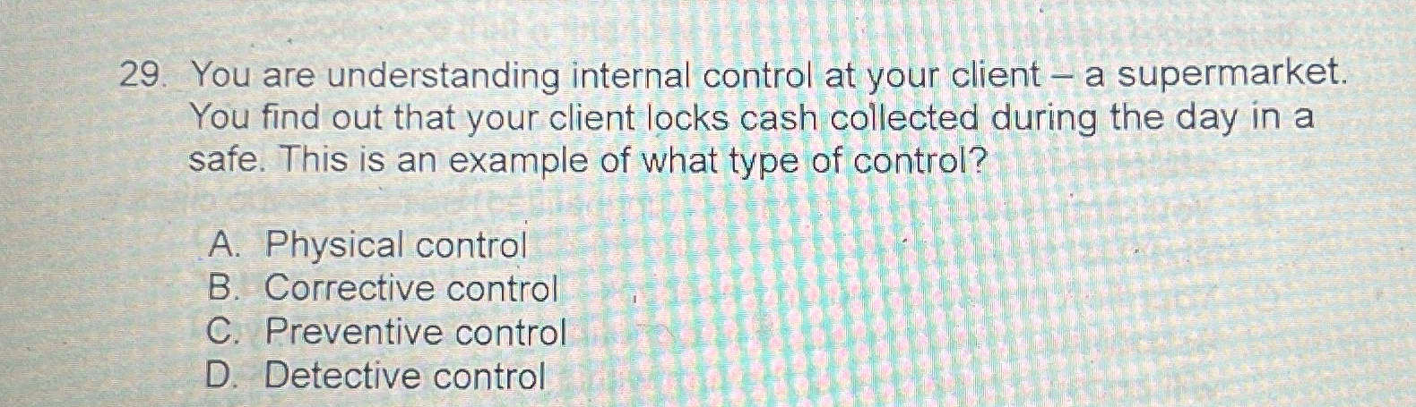 You are understanding internal control at your