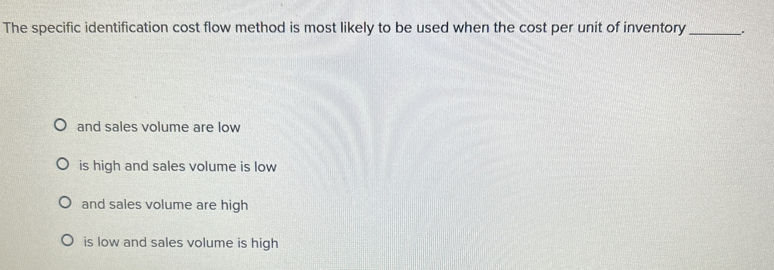 The specific identification cost flow method is