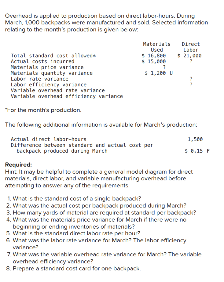 Overhead is applied to production based on direct