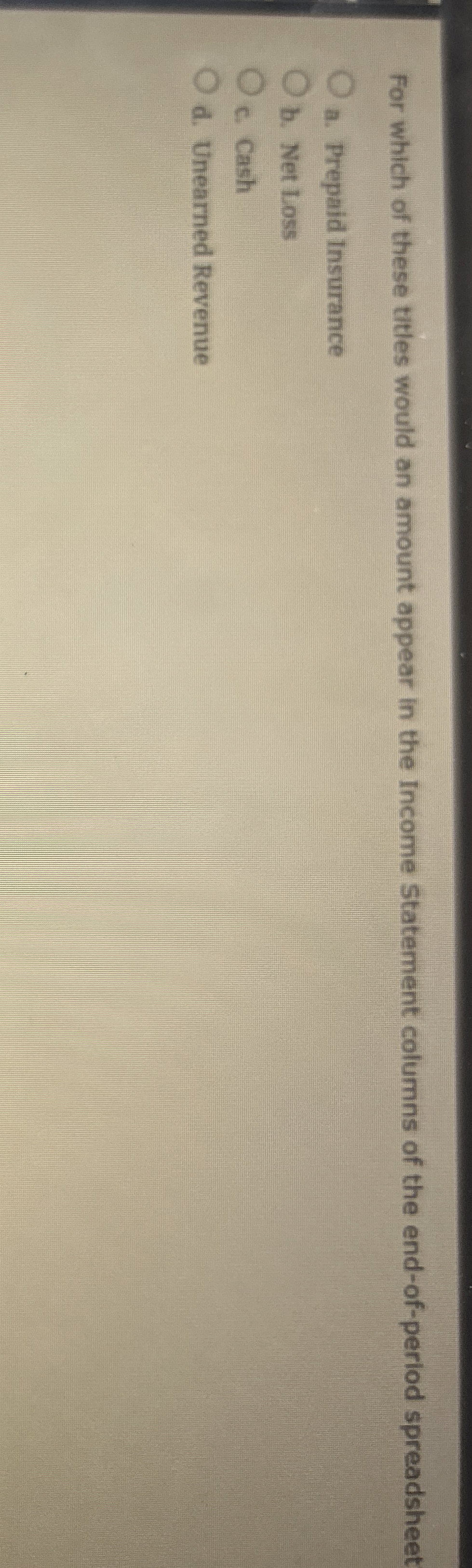 For which of these titles would an amount appear