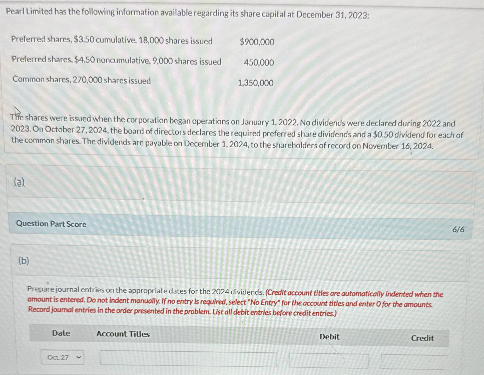 Pearl Limited has the following information