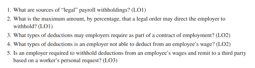 8. Employer-optional payroll deductions: (LO3) a)