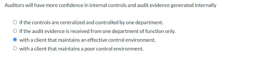 Auditors will have more confidence in internal