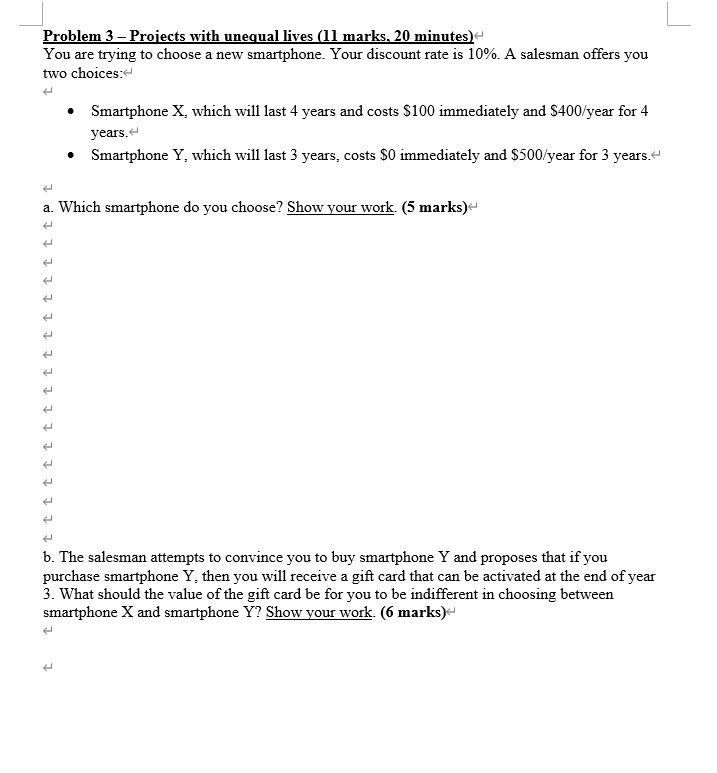 Problem 3 - Projects with unequal lives (11