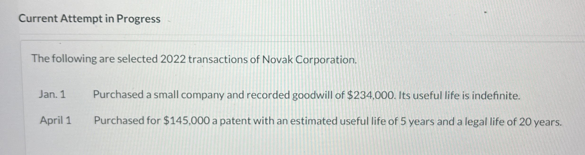 Current Attempt in Progress The following are