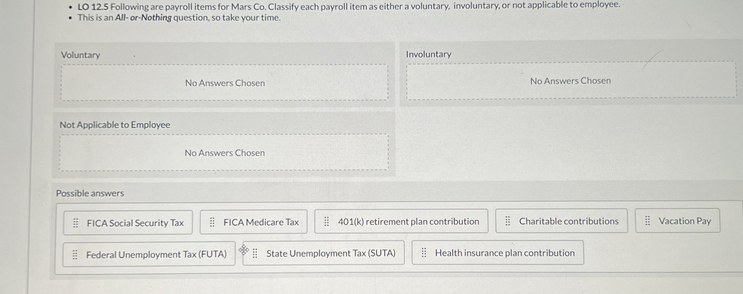 LO 1 2 . 5 Following are payroll items for Mars